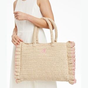 Mark & Graham Beige and Pink Crochet Tote